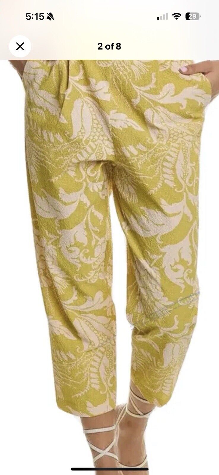 $225 TED BAKER Women’s Leaves Print Trousers Sz 4. US L. (B04)