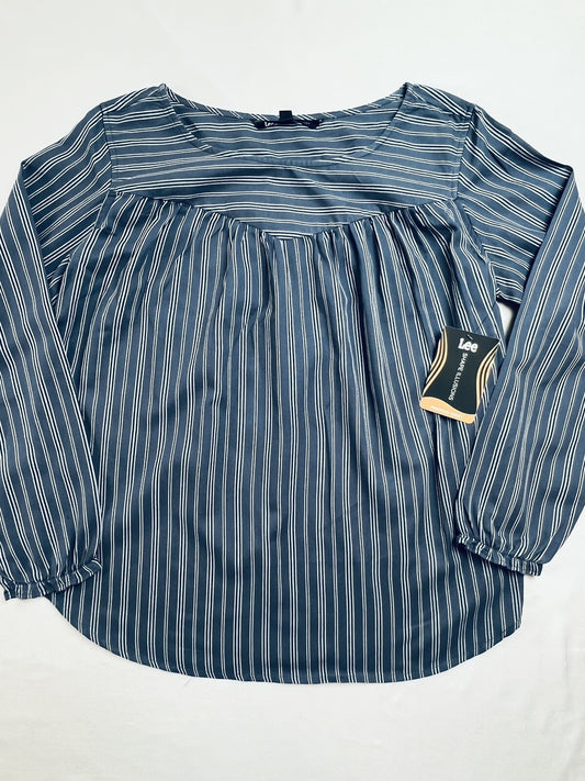 Lee Shape Illusions Women’s Blouse/Top Sz L Blue White Striped
