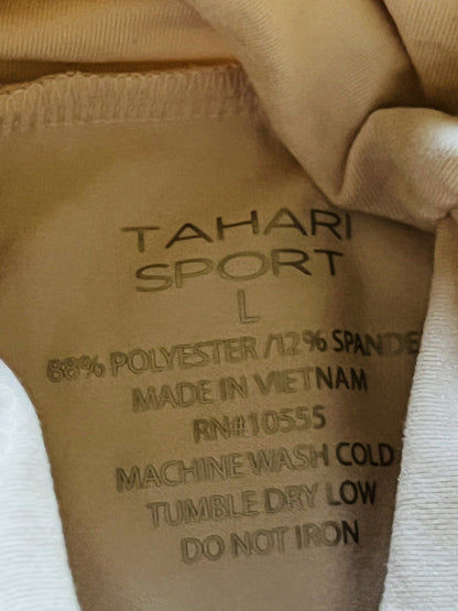 Tahari Sport Women’s top long sleeves open Shoulder Cream Sz L