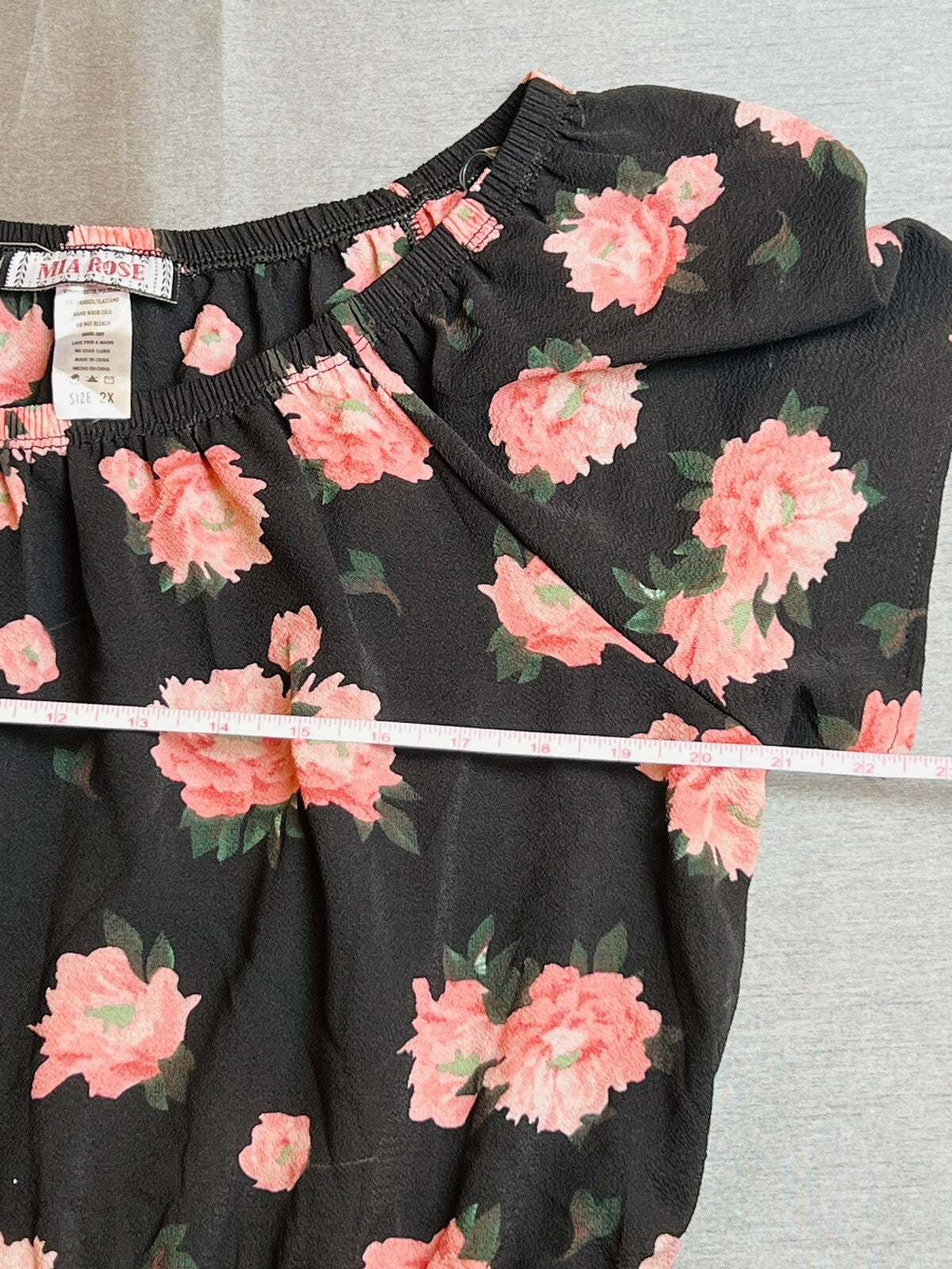 MIA ROSE Black w/Pink Floral Maxi Dress Sz 2X