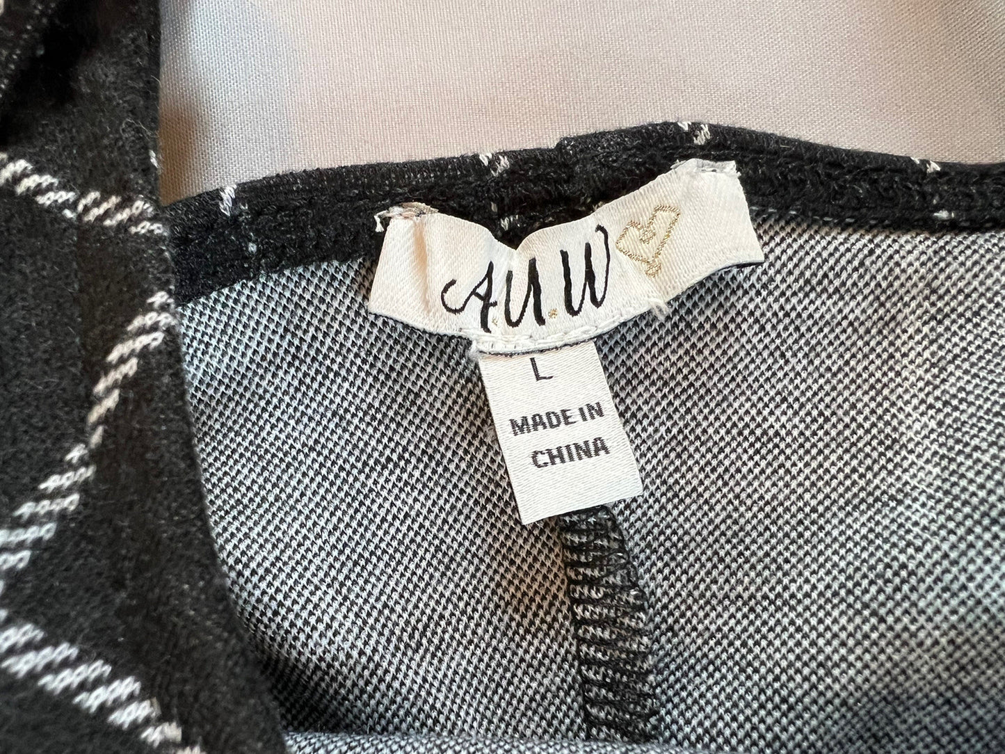 AUW Women’s Plaid Black White Dress Sz L