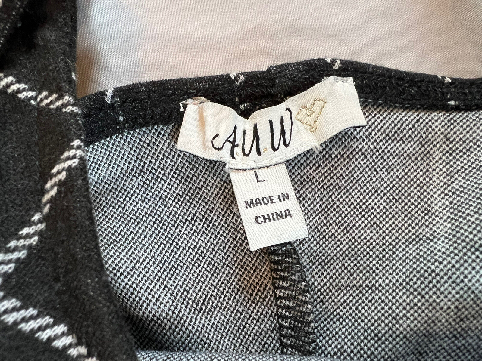 AUW Women’s Plaid Black White Dress Sz L