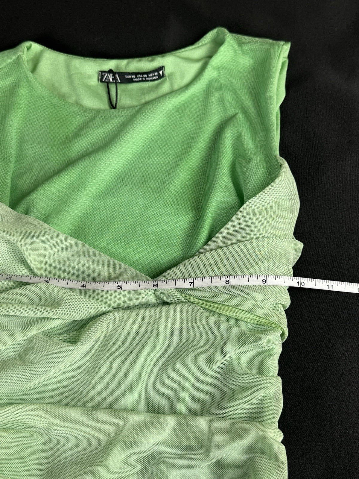 ZARA Neon Green Short Stretch Dress Sleeveless Sz XS.  (B.176)