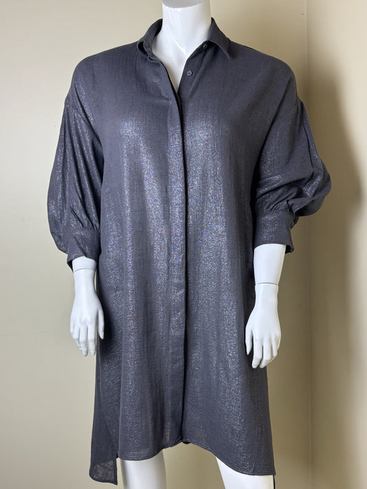VEUX ETRE Women’s Button Down Dress Gray Sz M. (B.154)