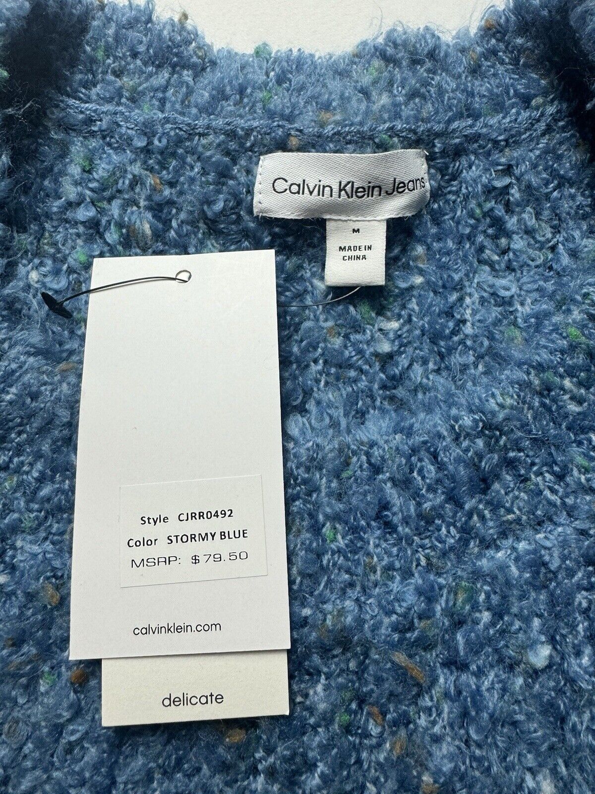 $79 Calvin Klein Women's Shaggy Sweater Blue Size M