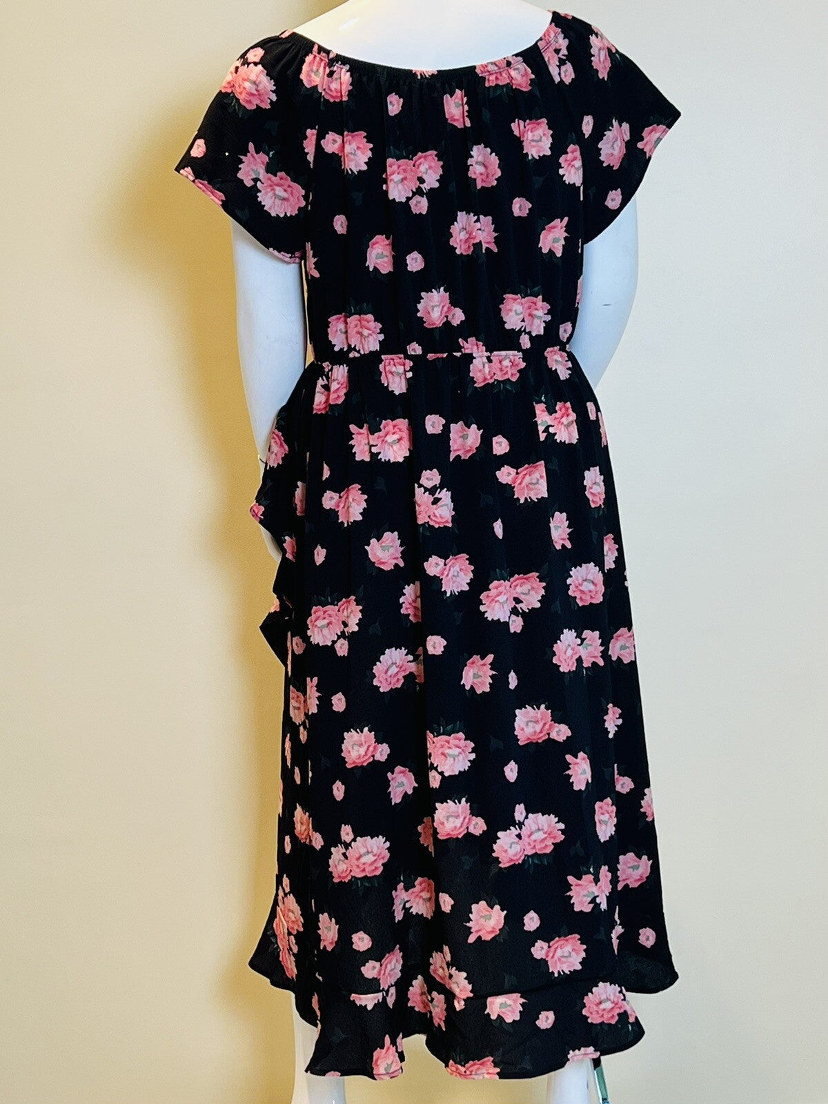 MIA ROSE Black w/Pink Floral Maxi Dress Sz 2X