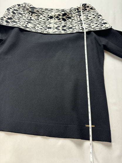 $99 Anne Klein Women's Black and White Off Shoulder Sweater Size L.    (B.116)