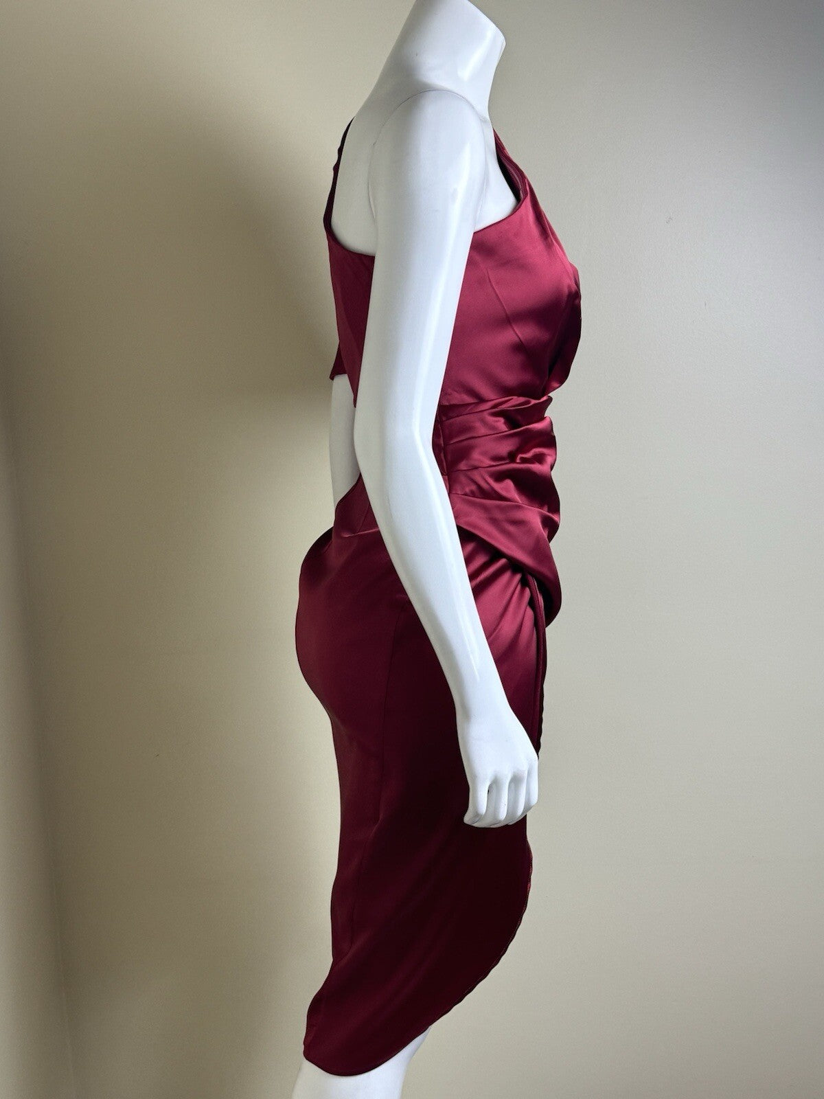 CUPSHE Women’s Red Satin One Shoulder Dress Sz S       (B.107)