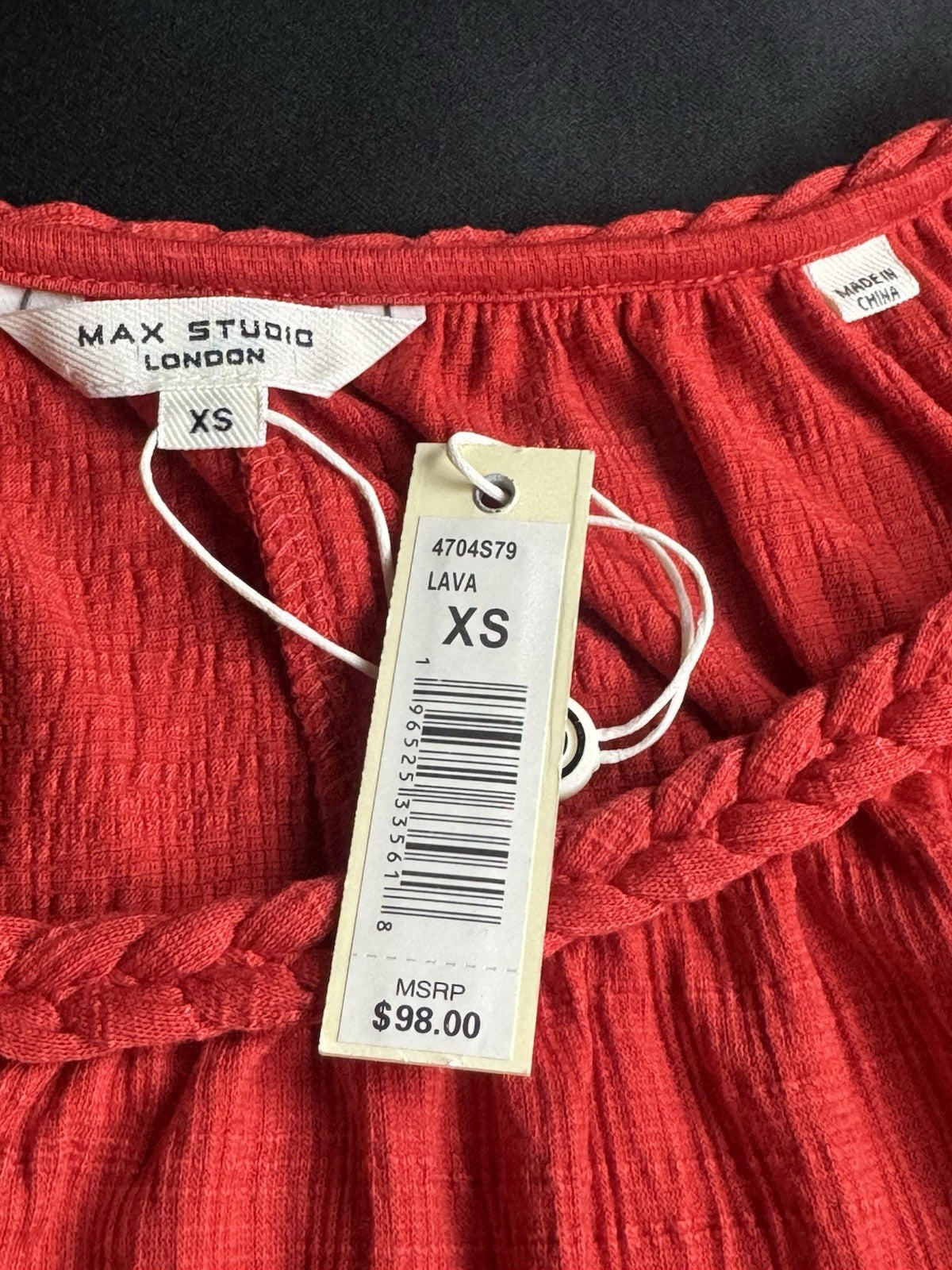 $98 Max Studio Women’s Red Blouse Size XS.        (B.188)