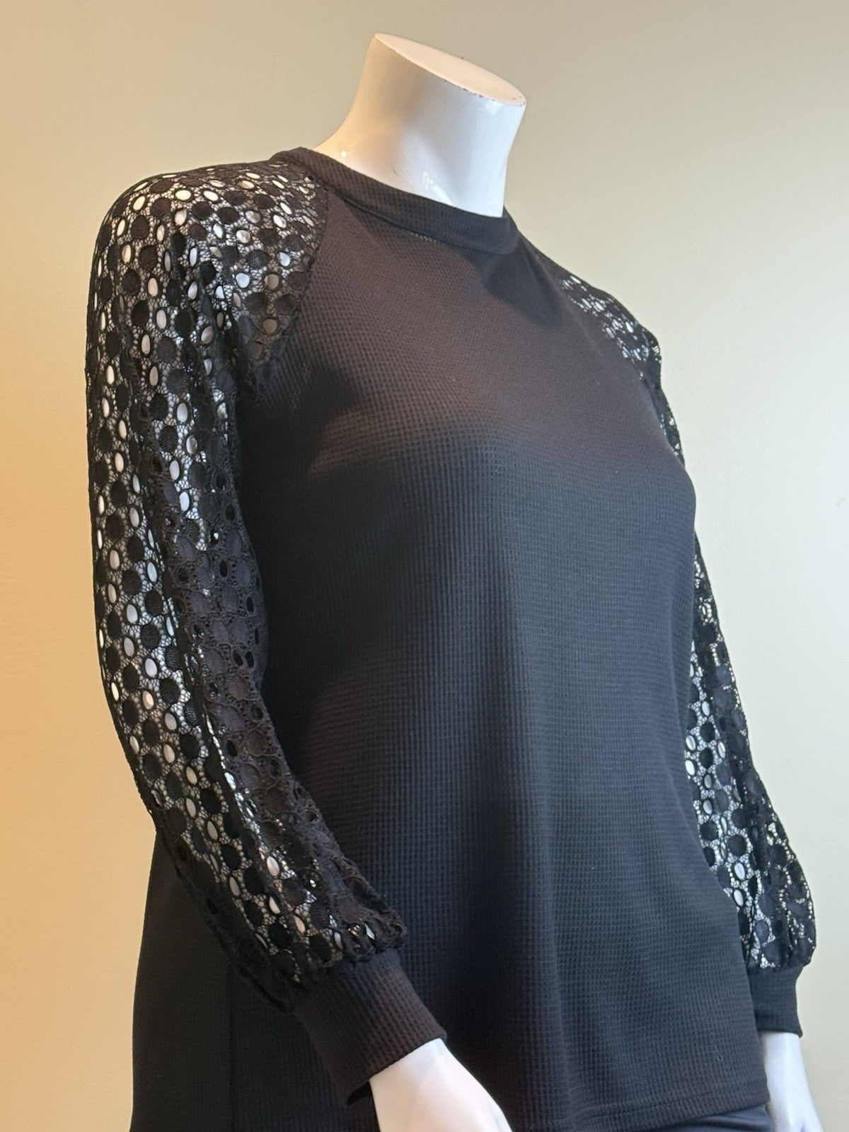 Miholl Women's Blouse Lace Long Sleeves Size L. (B.167)