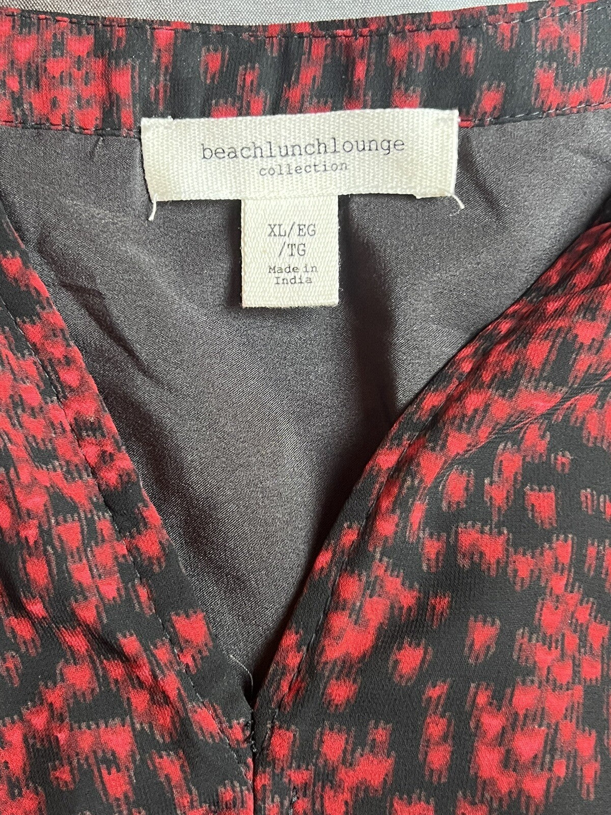 Beach Lunch Lounge Women’s Dress Size XL Black Red Pattern (3)