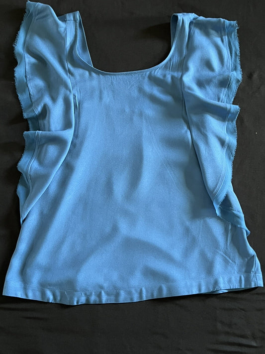 Ella Moss Women's Top Blue Cotton Blouse Sz M