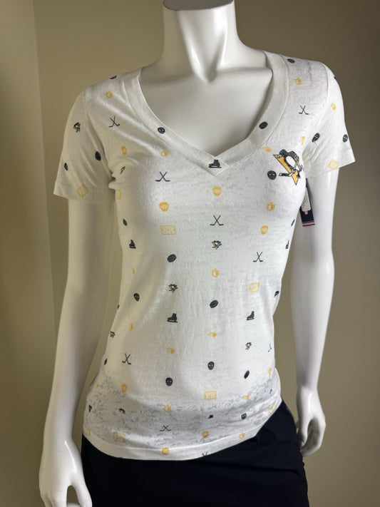 LeverWear Women's Golf shirt Hockey Print Sz M   (B.160)