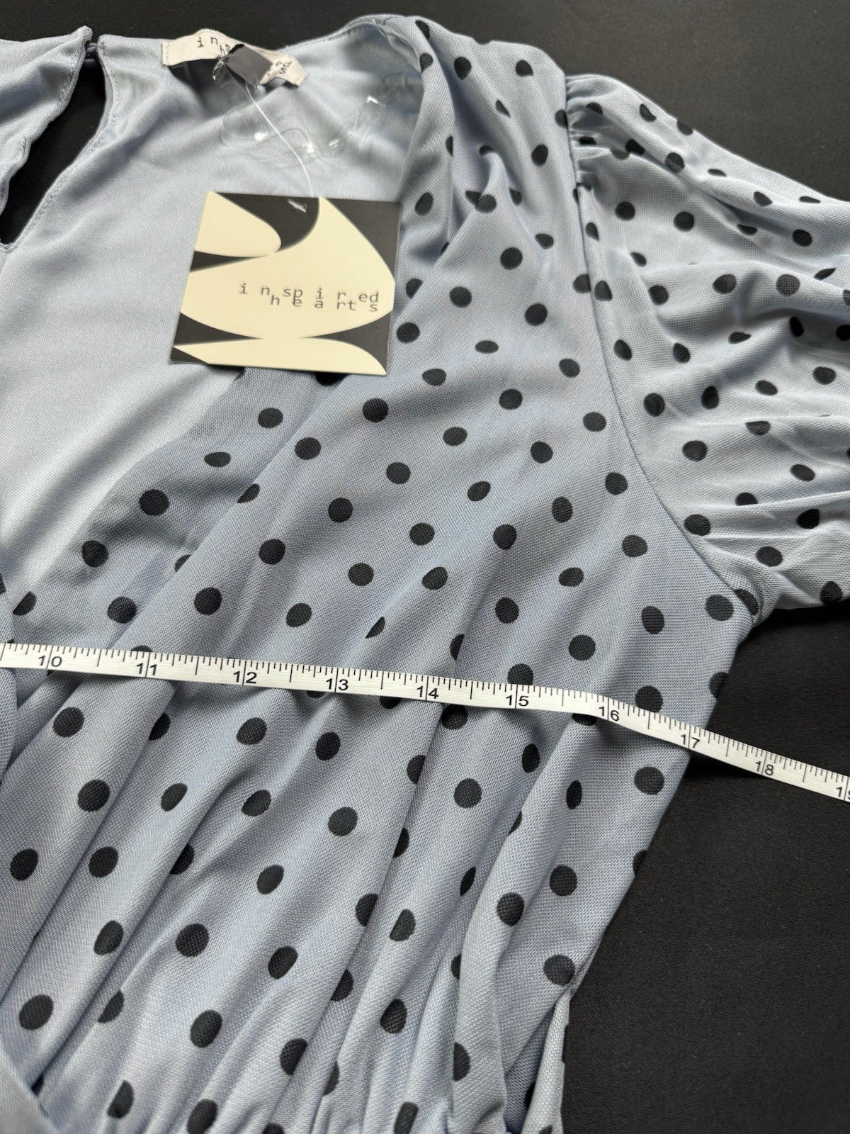 Inspired Hearts Women’s Blue Black Polka Dots Dress Sz XL.  (B.177)
