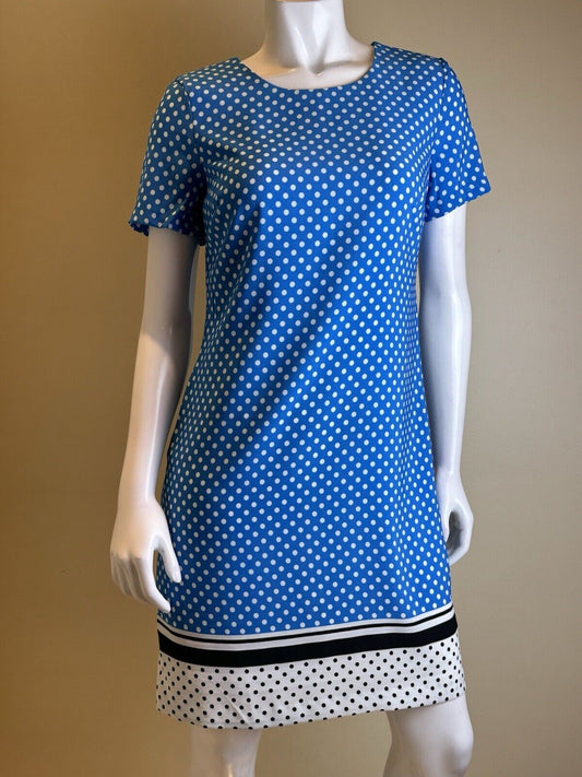 $138 Karl LAGERFELD Paris Women’s Polka dot Dress Sz 4 Blue (B.79)