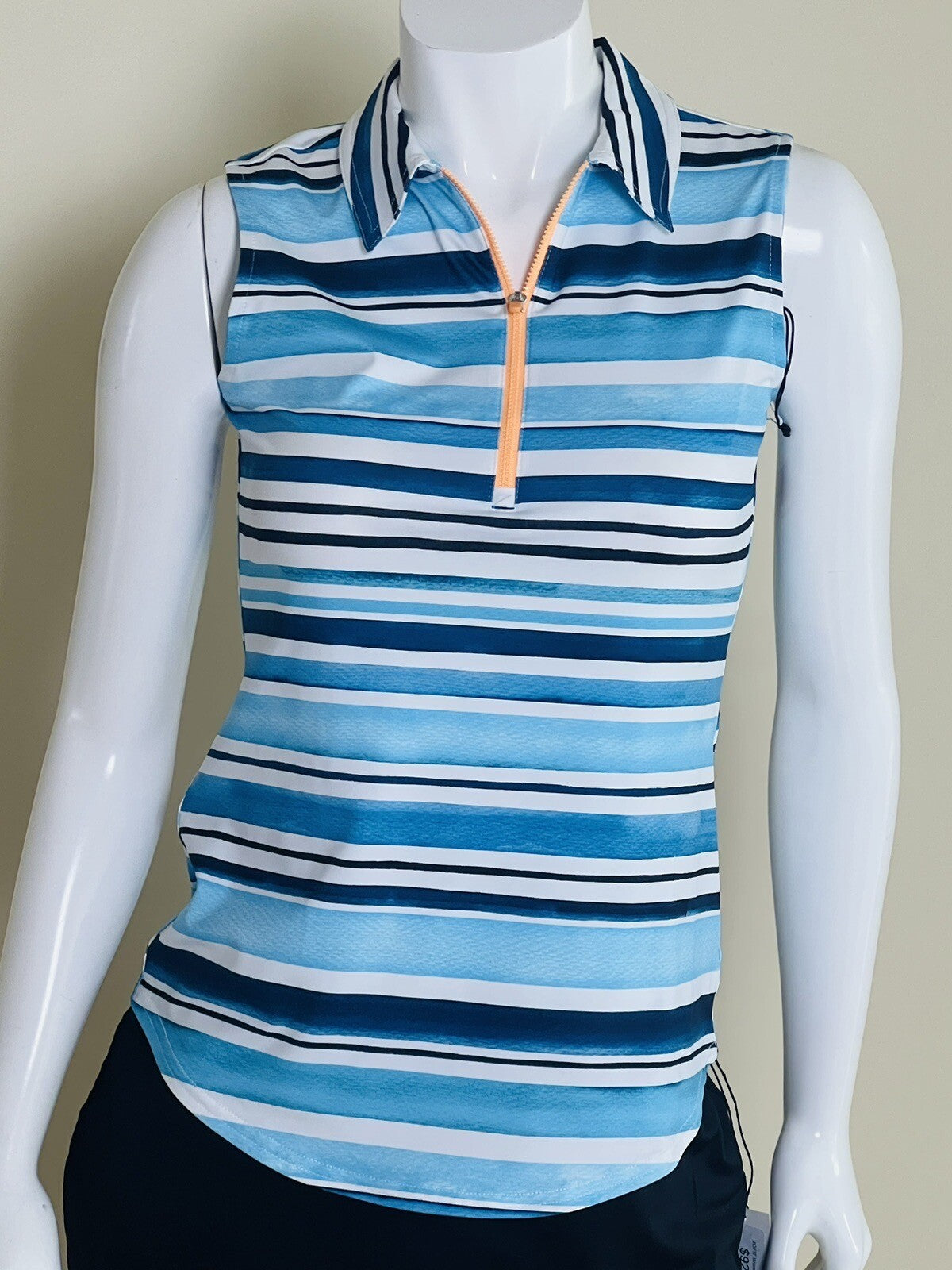 JOFIT Women's Golf Polo Shirt/Top Size XS White Blue Stripes         (18)