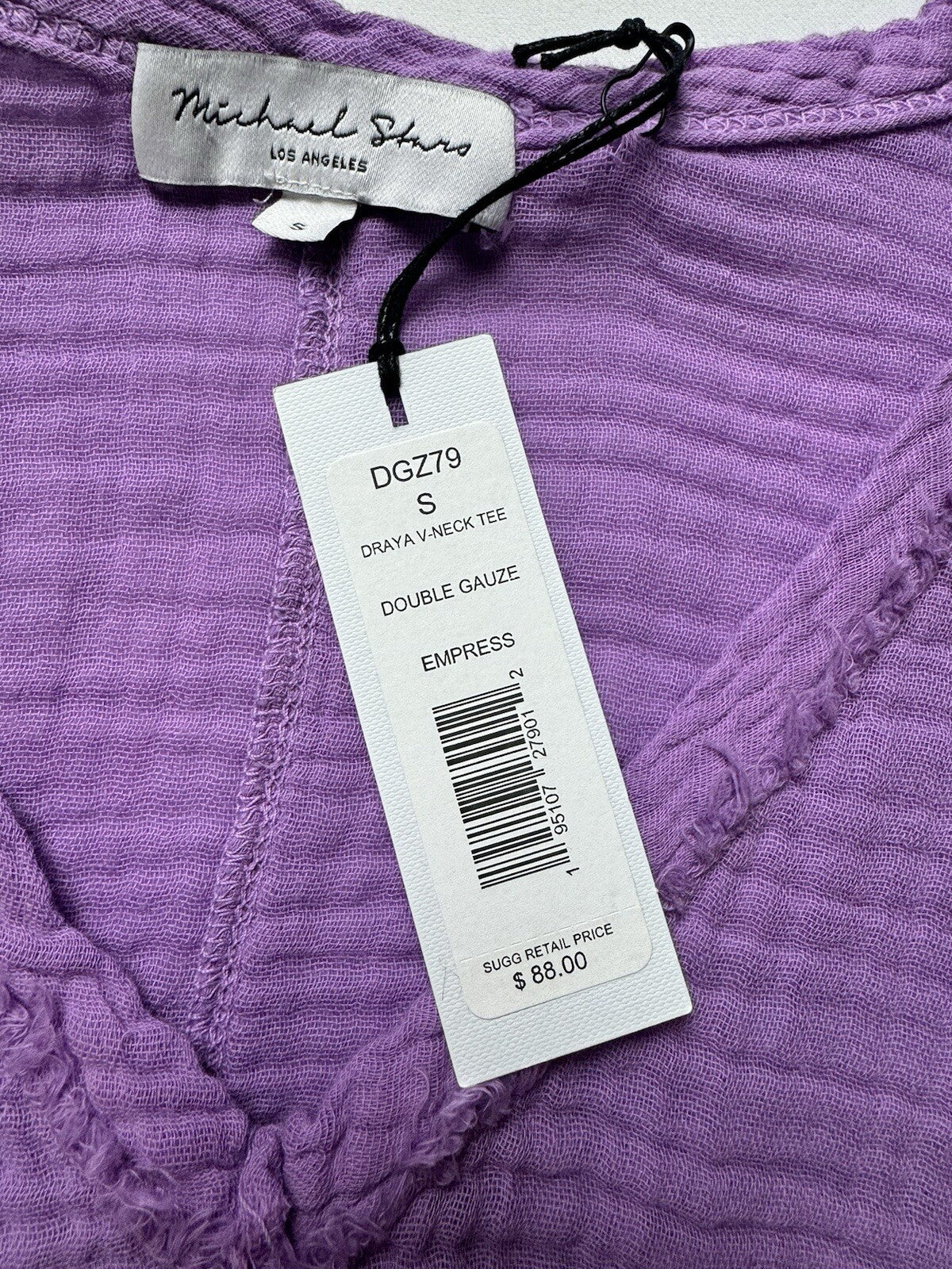 $88 Michael Stars Women’s V Neck Purple Top Sz S.  (B.102)