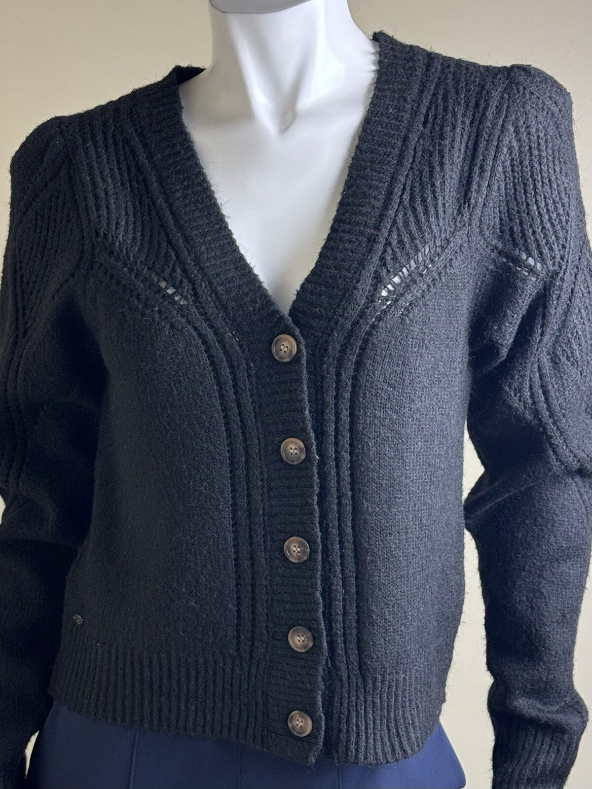 $99 Sam Edelman Women’s Julietta Black Crochet Cardigan Sz M. (B.109)