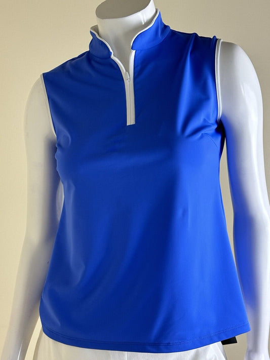 Melly M Women's Golf Tennis Shirt 1/4 Zip Mock Neck Sleeveless Sz M.  (B.79)