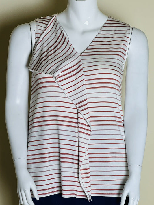 $75 Donna Karan Blouse Striped Top Sz L   (B.67)