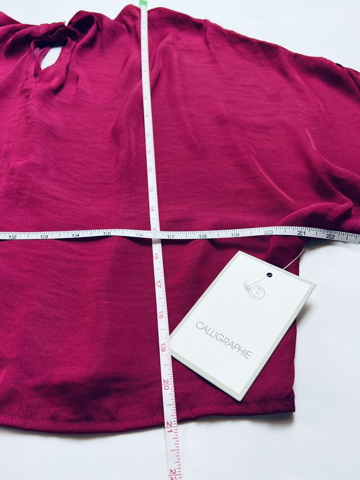Calligraphie Fuchsia Short Sleeve Blouse Sz L
