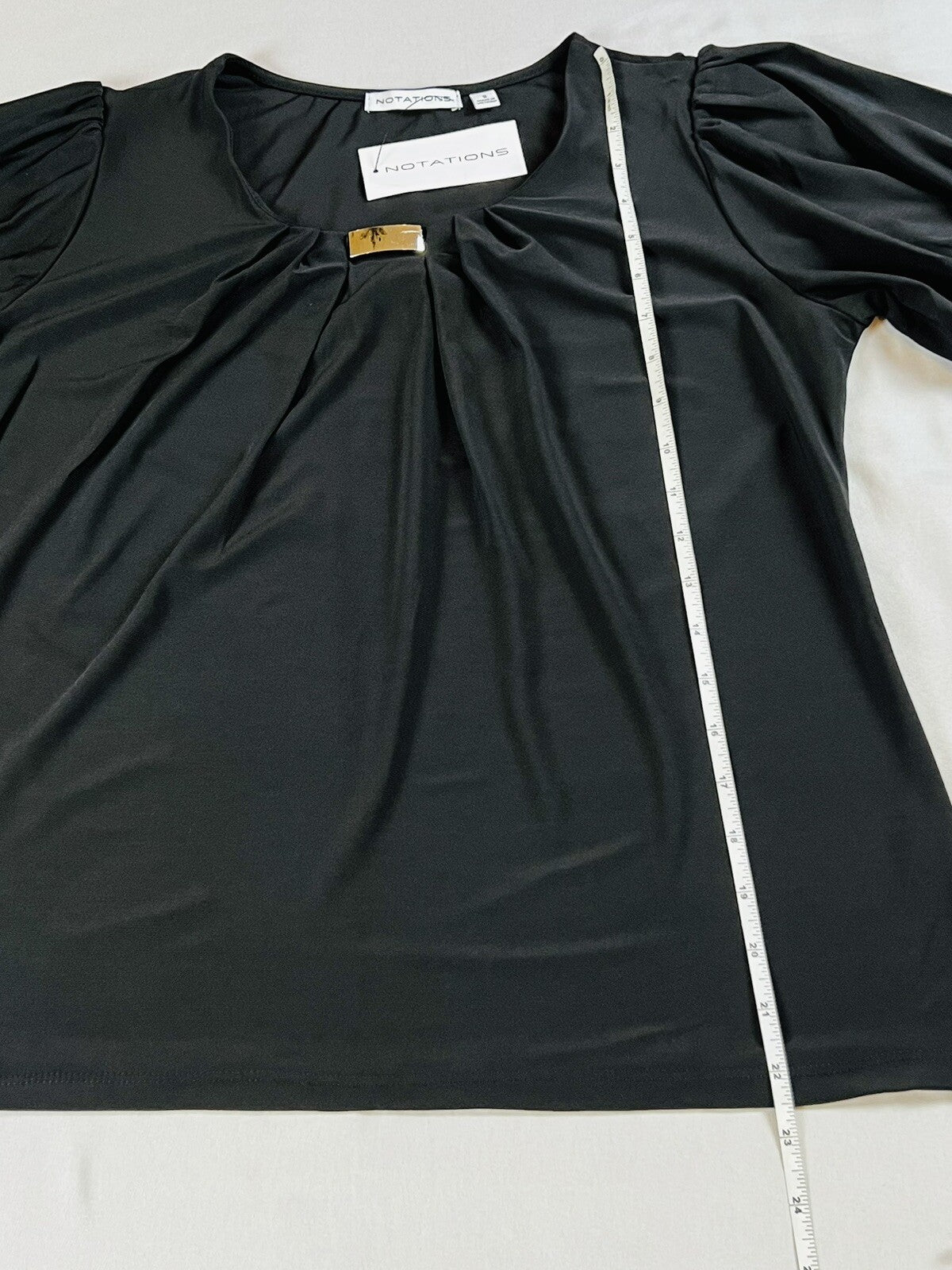 Notations Women's short sleeve top Blouse Shirt Sz S Black (16)