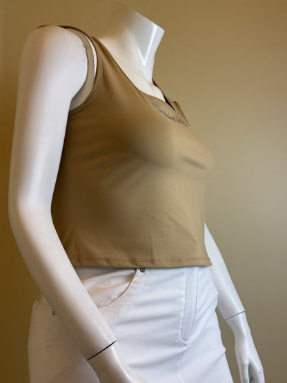 $59 bebe Women’s Rhinestone Sleeveless Blouse Sz XL      (B.161)