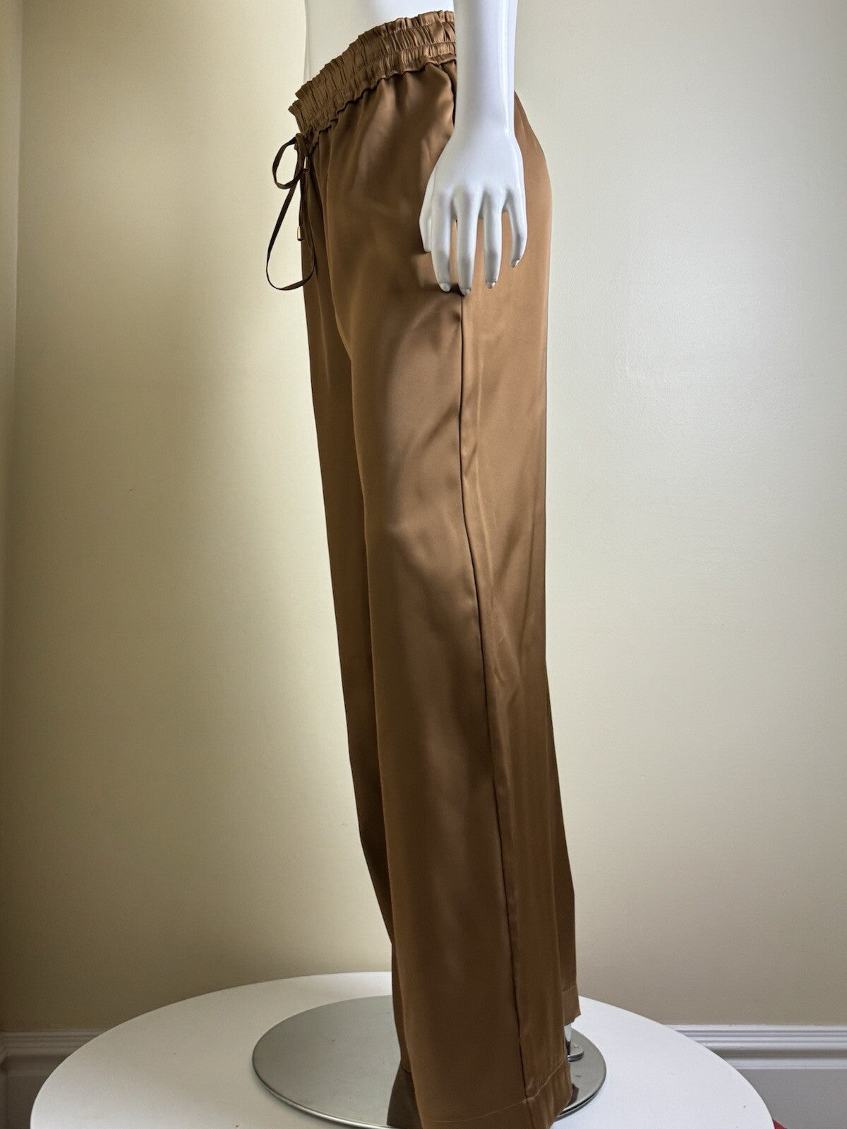 House Of Harlow SATIN Brown Size M PANTS WIDE LEG POCKETS. (B.148)