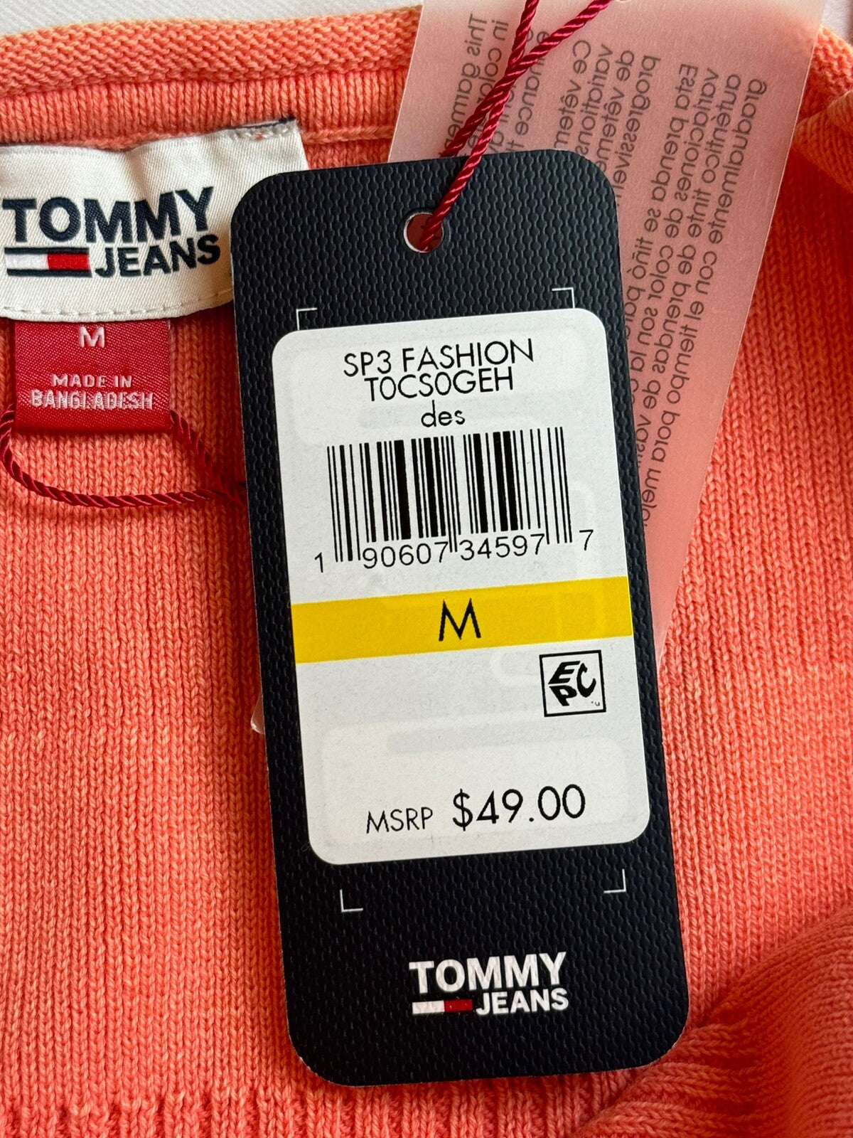 $49 Tommy Hilfiger SZ M Orange Knit Tank Top (68)