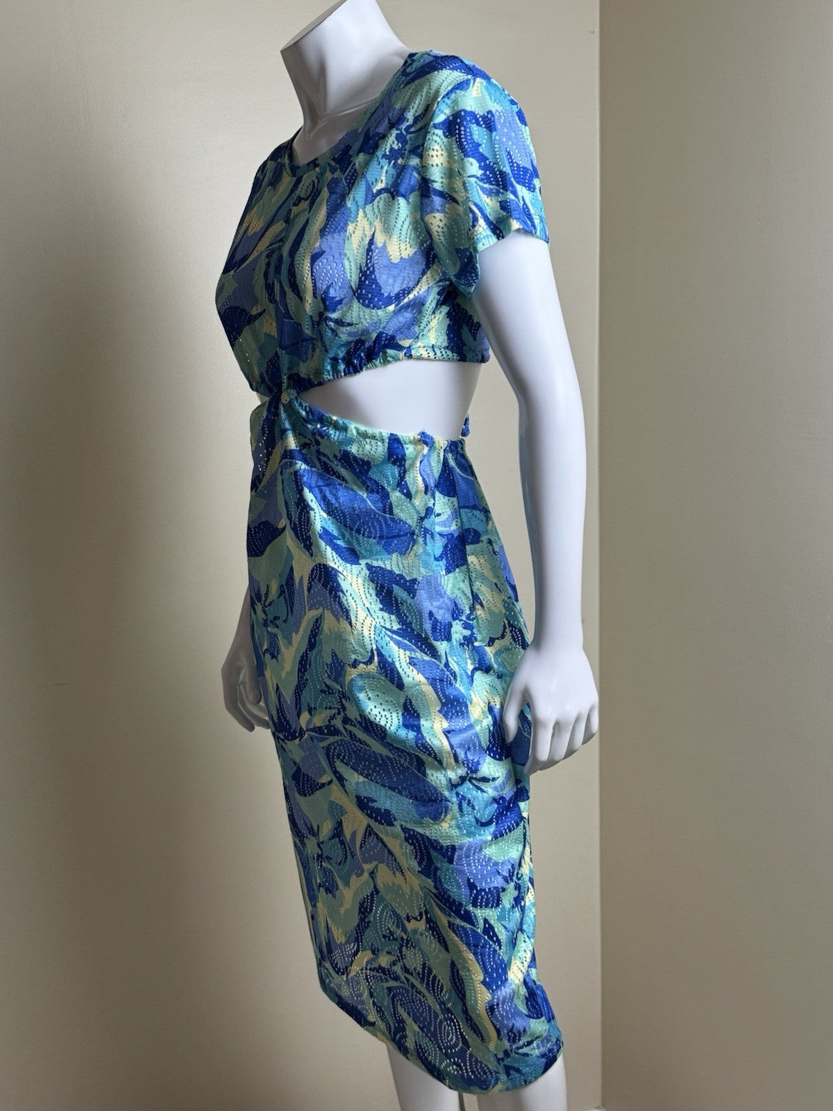 MIKEN Swim Cover up Blue Top & Skirt Dress Combination Size M. (B.177)