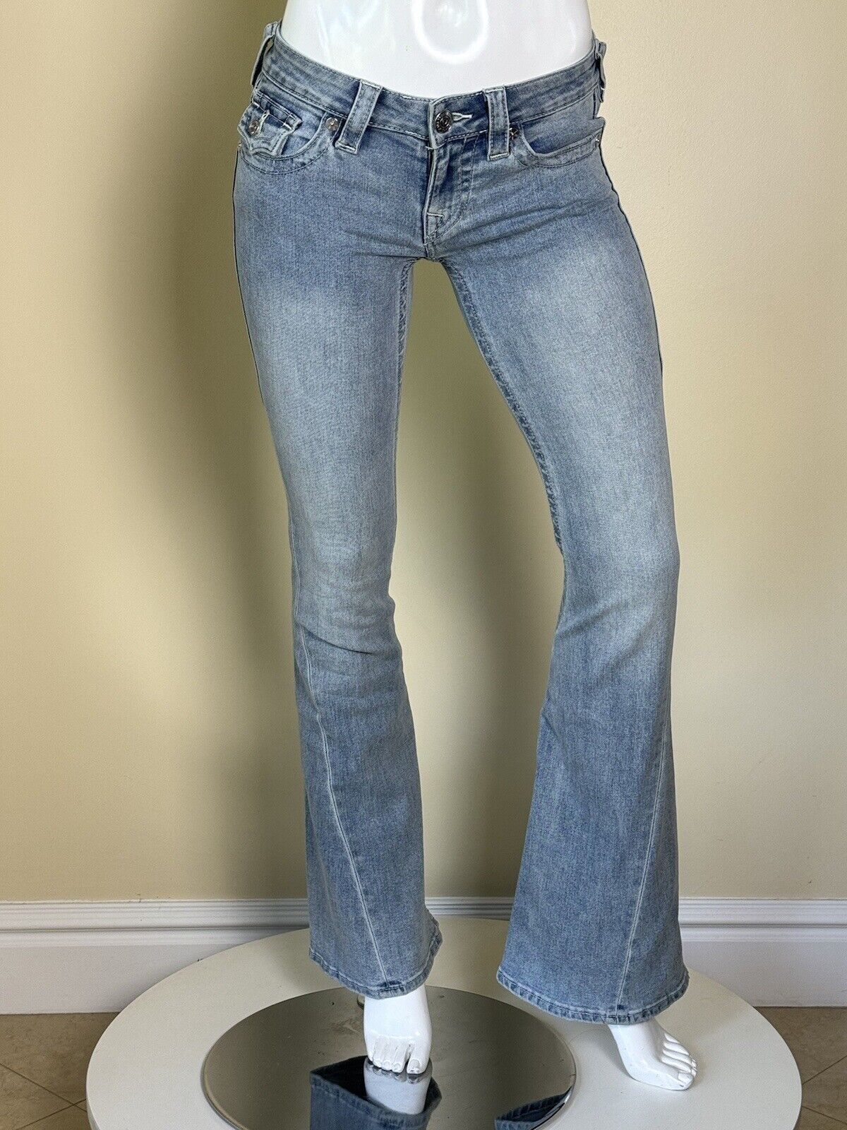 True Religion Joey Womens Jeans Wide Leg Medium Wash Low Rise Sz 24.  (50)