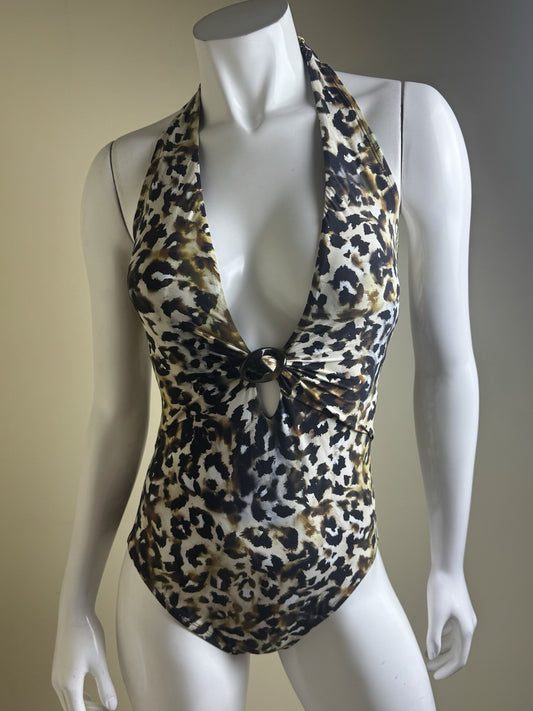 $194 Amoressa Leopard Print One Piece Swimsuit Sz 8.  (B.151)