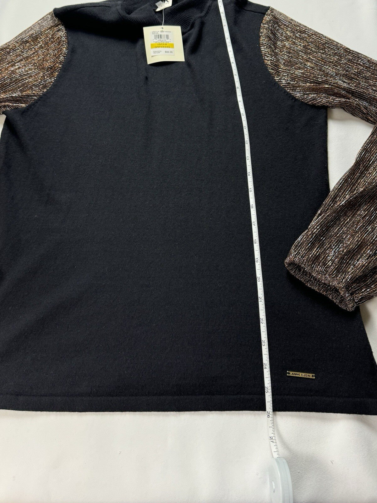 Anne Klein Womens Long Sleeves Sweater Black Size M.   (B.112)