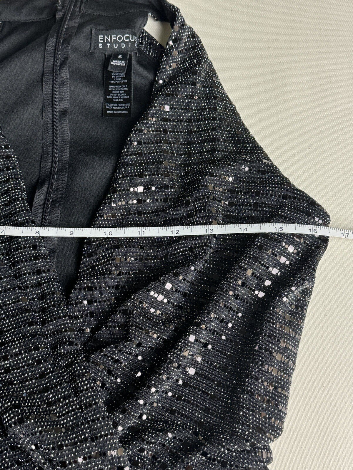 Enfocus Studio black Sleeveless Party Jumpsuit Women’s Sequin Sz 6. (58)