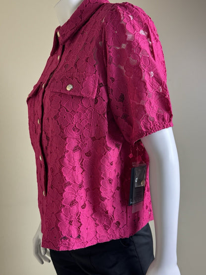 $88 Nicole Miller Women’s Lace Blouse Top Sz L  (B.135)