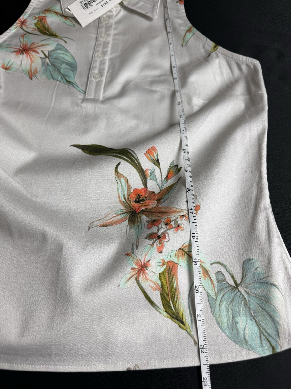$130 Kilo Tango Women’s Golf Polo Shirt Ivory Floral Sleeveless Sz M   (B.180)