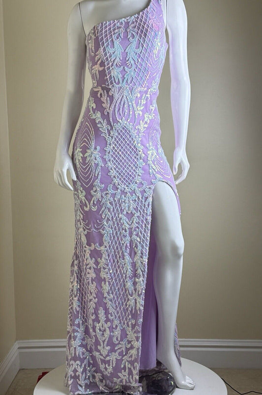 CITY TRIANGLES Sequin Long Ball Gown Dress Lilac Purple Sz 9.   (B.18)