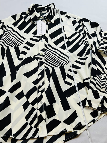 COTTON CANDY Women’s 2Pc Set Long Sleeve Shirt with Inside Top  Sz S Black White