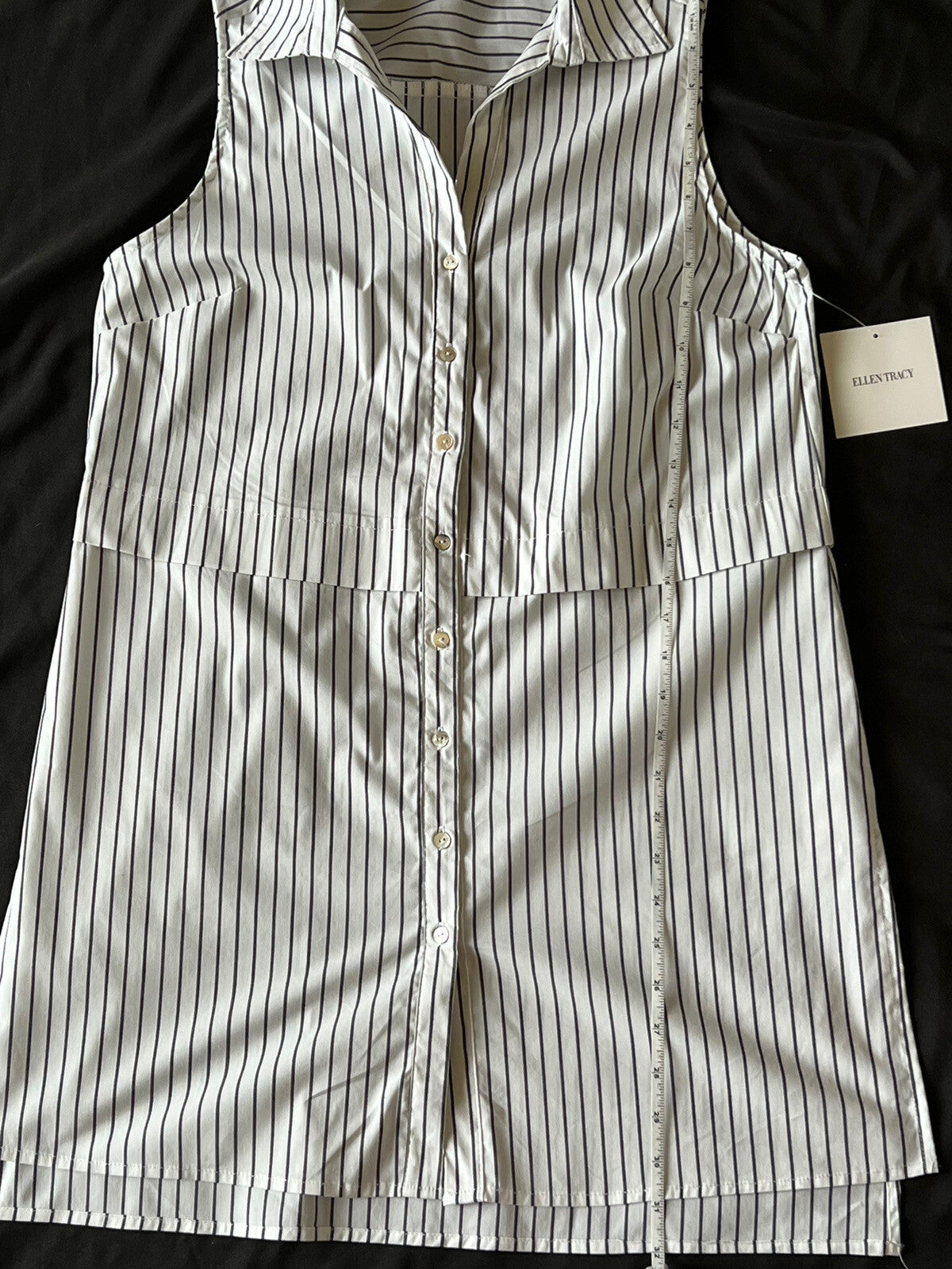 Ellen Tracy Women's Striped Sleeveless Shirt Sz M