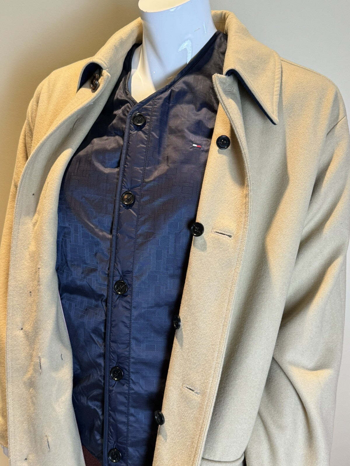 $289 Tommy Hilfiger Women’s Wool Trench Coat Storm Pea coat W/ Vest Sz XL . (55)