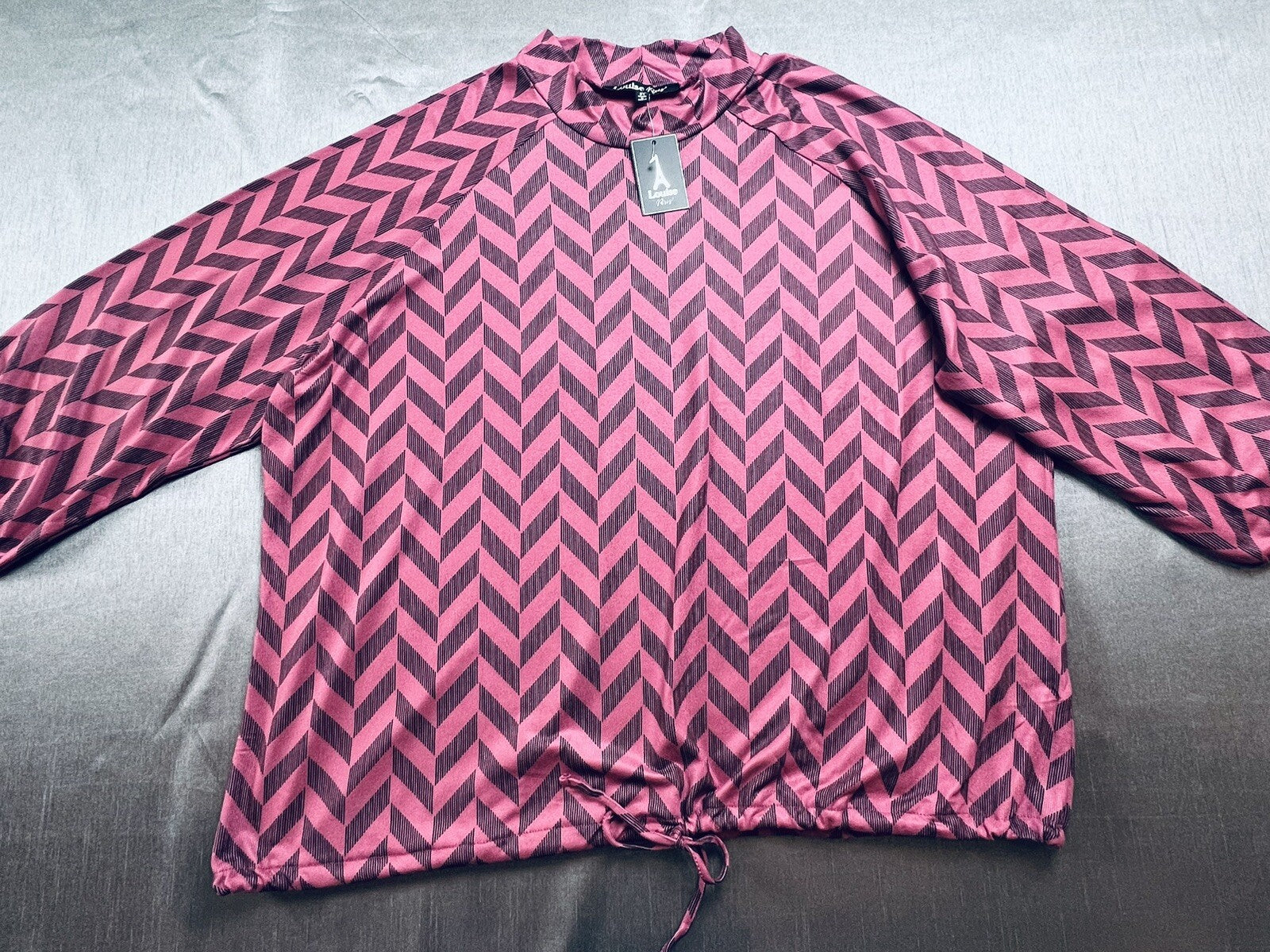 Louise Paris Women’s Blouse Pink with Navy Size 3X Top