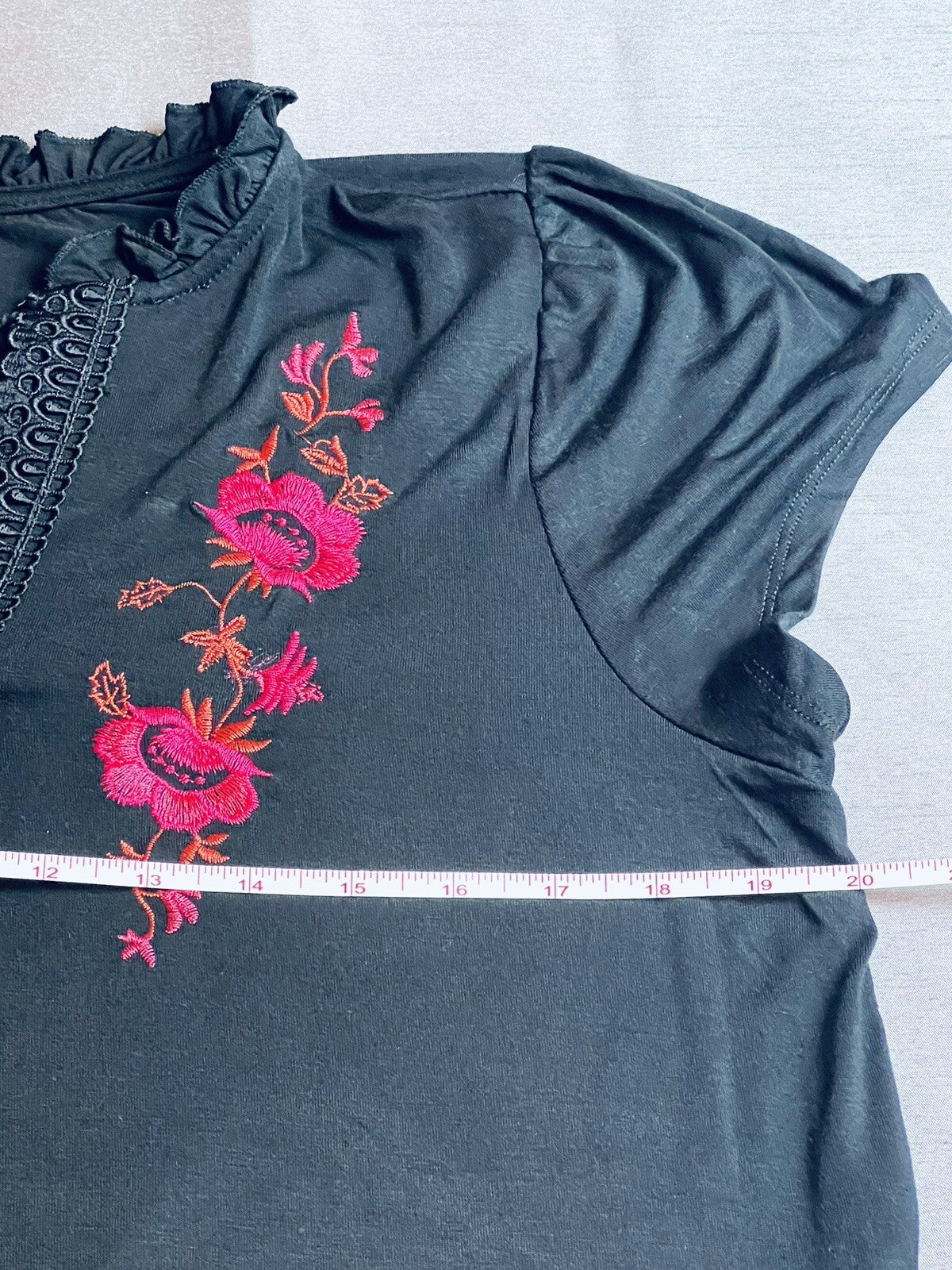 Gre!ge Women’s Black Dress Roses Embroidery Sz XL (4)