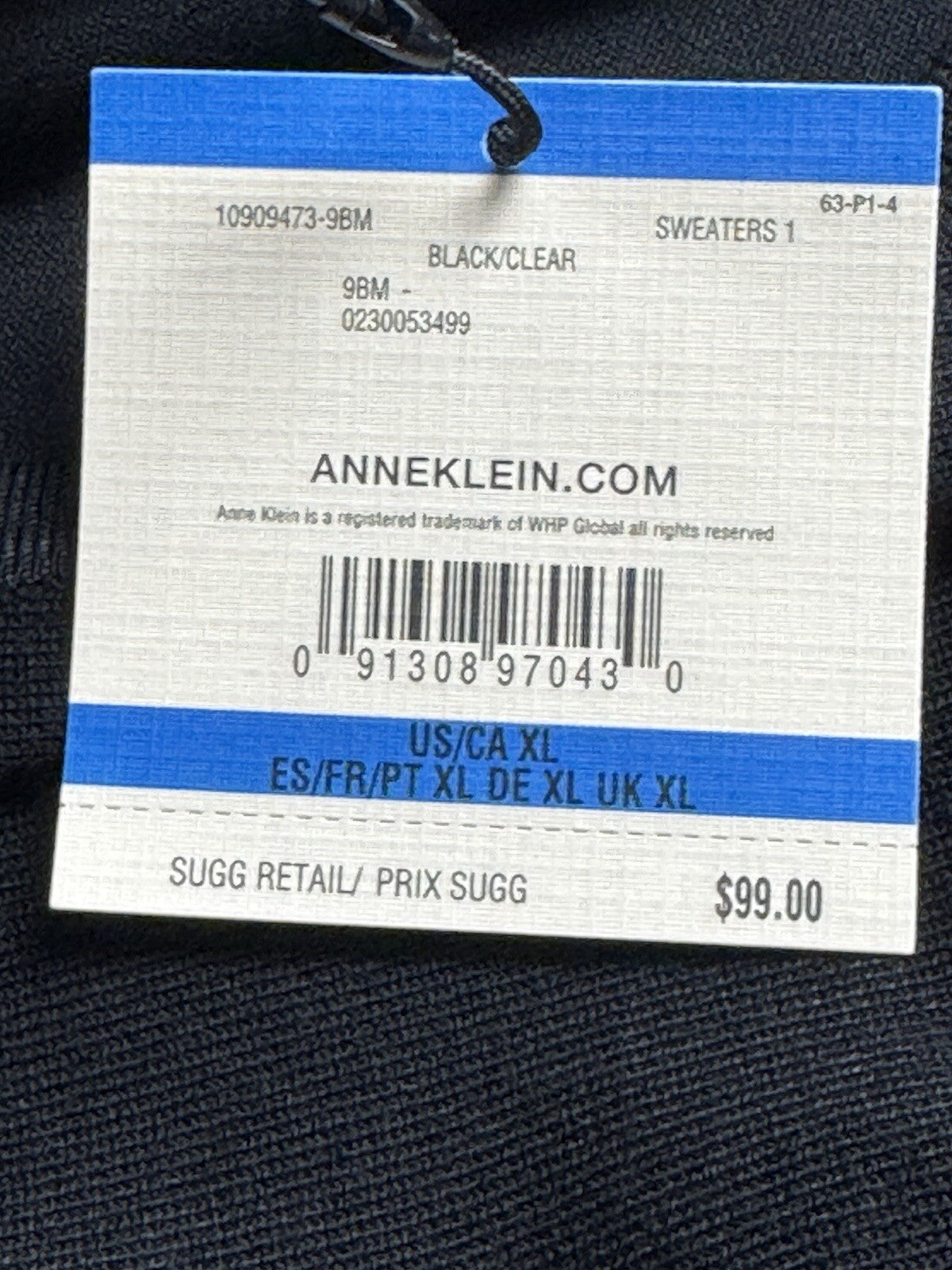 $99 ANNE KLEIN Women’s Rhinestone Logo Sweater Sz XL    (B.136)