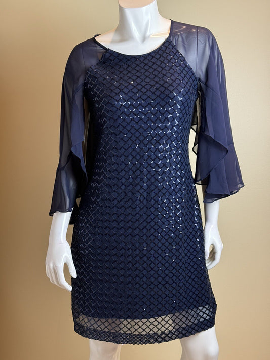 Connected Apparel Dress Women’s Size 4 Blue Sequin.   (70)