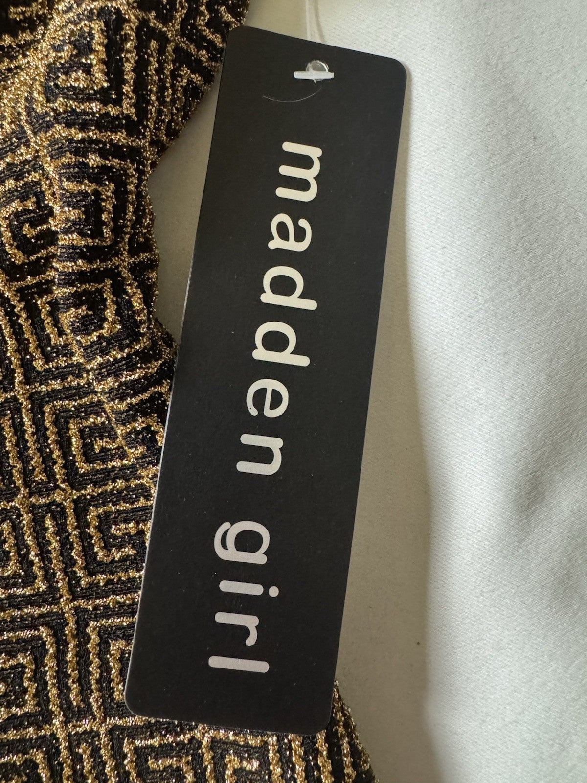 Madden Girl Women's Bodycon Dress Black/Gold Sz XL.  (B.119)