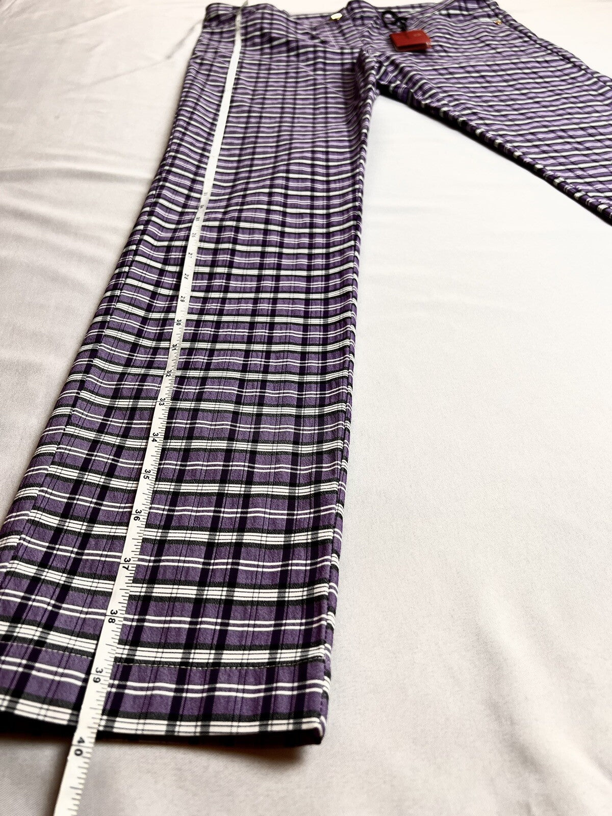 $235 Brendratti Women's Elina Purple Plaid Pants Sz XL  Ital 48.   (B.027)