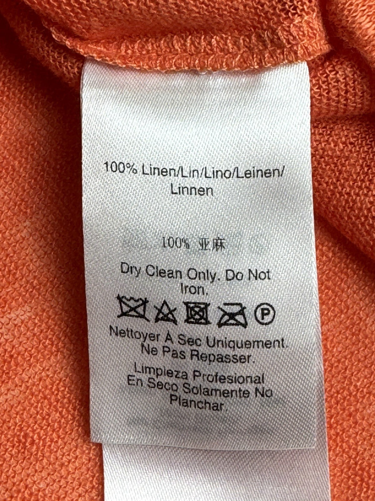 $95 Donna Karan LONG SLEEVE LINEN TOP TERRACOTA Size M.      (B.67)