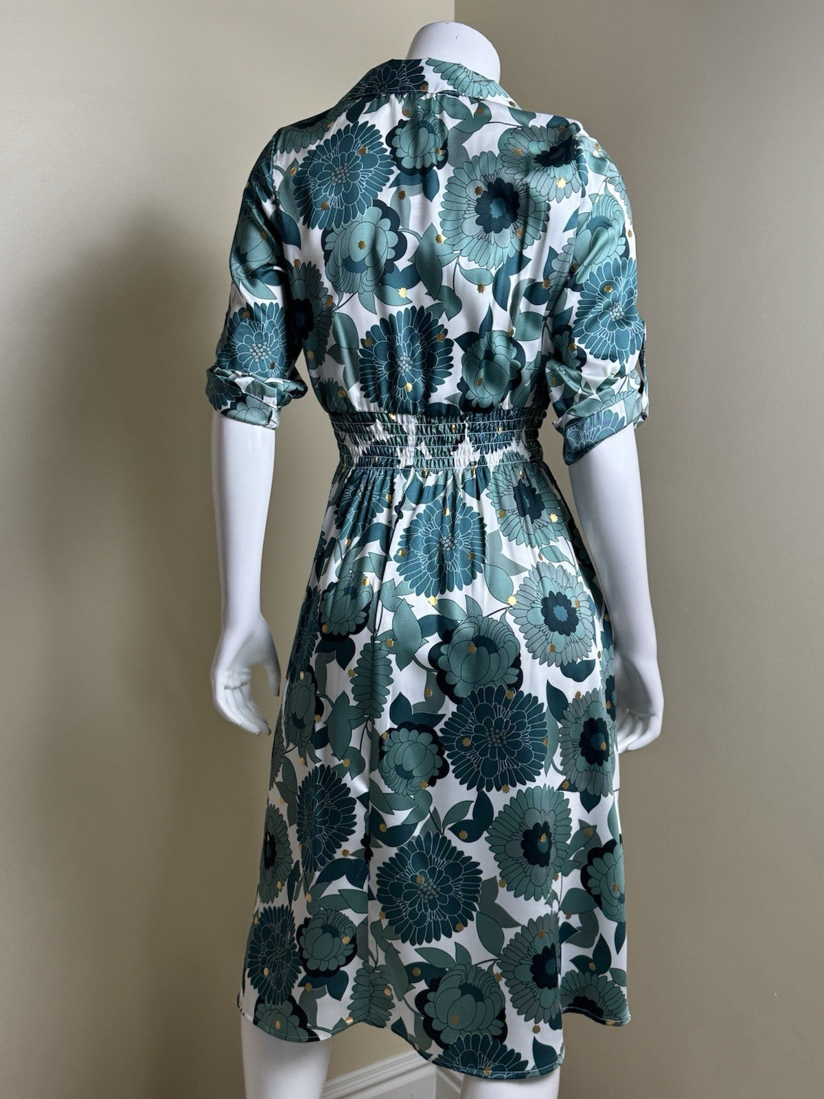 $99 Alex & Parker Dress Roll Tab Sleeve Floral Sz S.      (B.176)