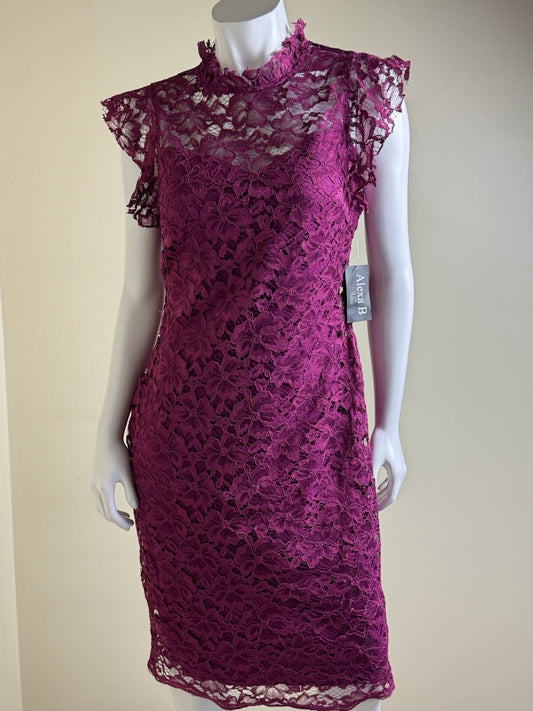 Alexa B Nites Fuchsia Crochet Dress Size 10.  (B.132)