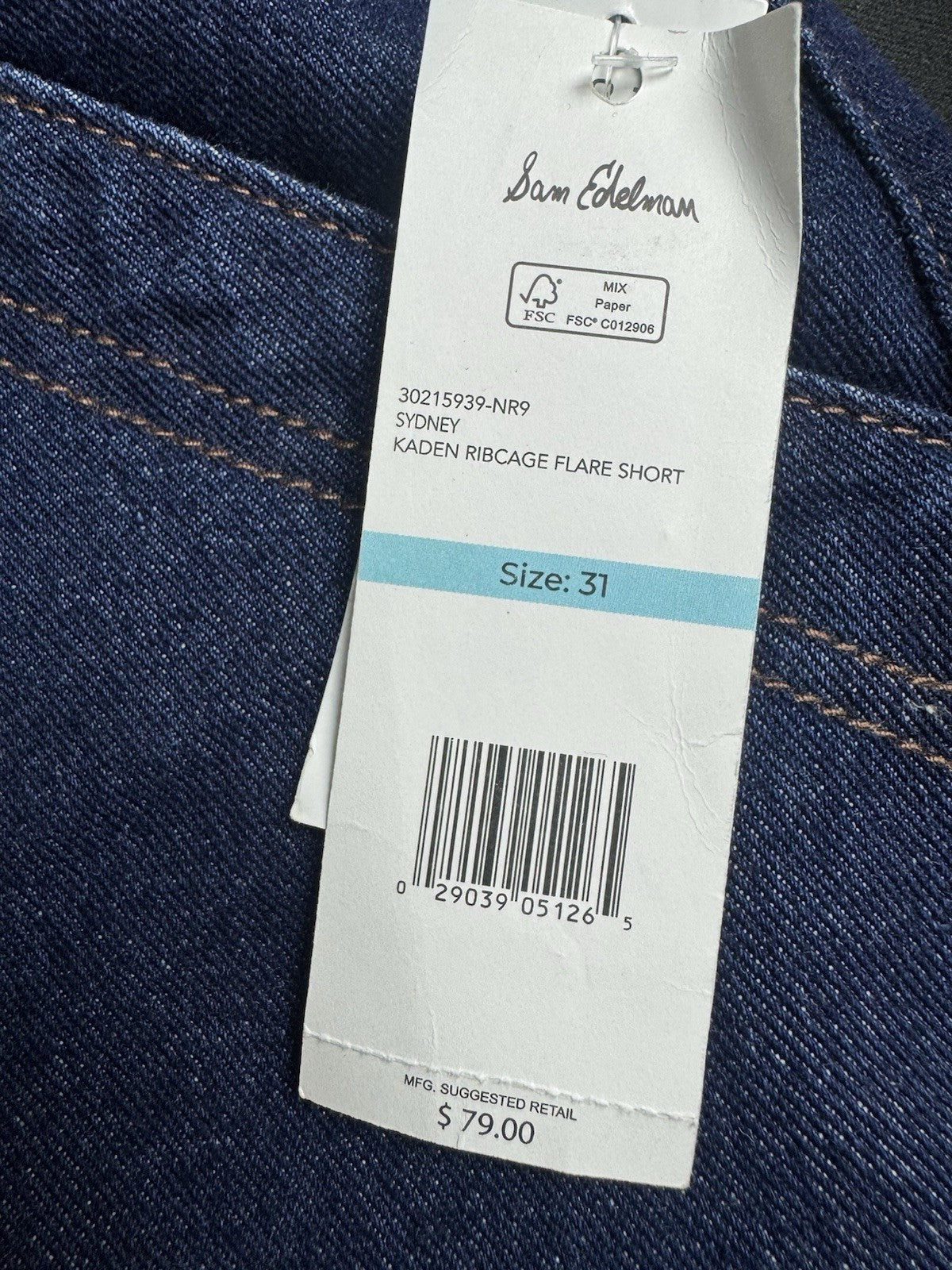 $79 Sam Edelman Sydney Kaden Ribcage Flared Blue Jean Shorts Sz L/31